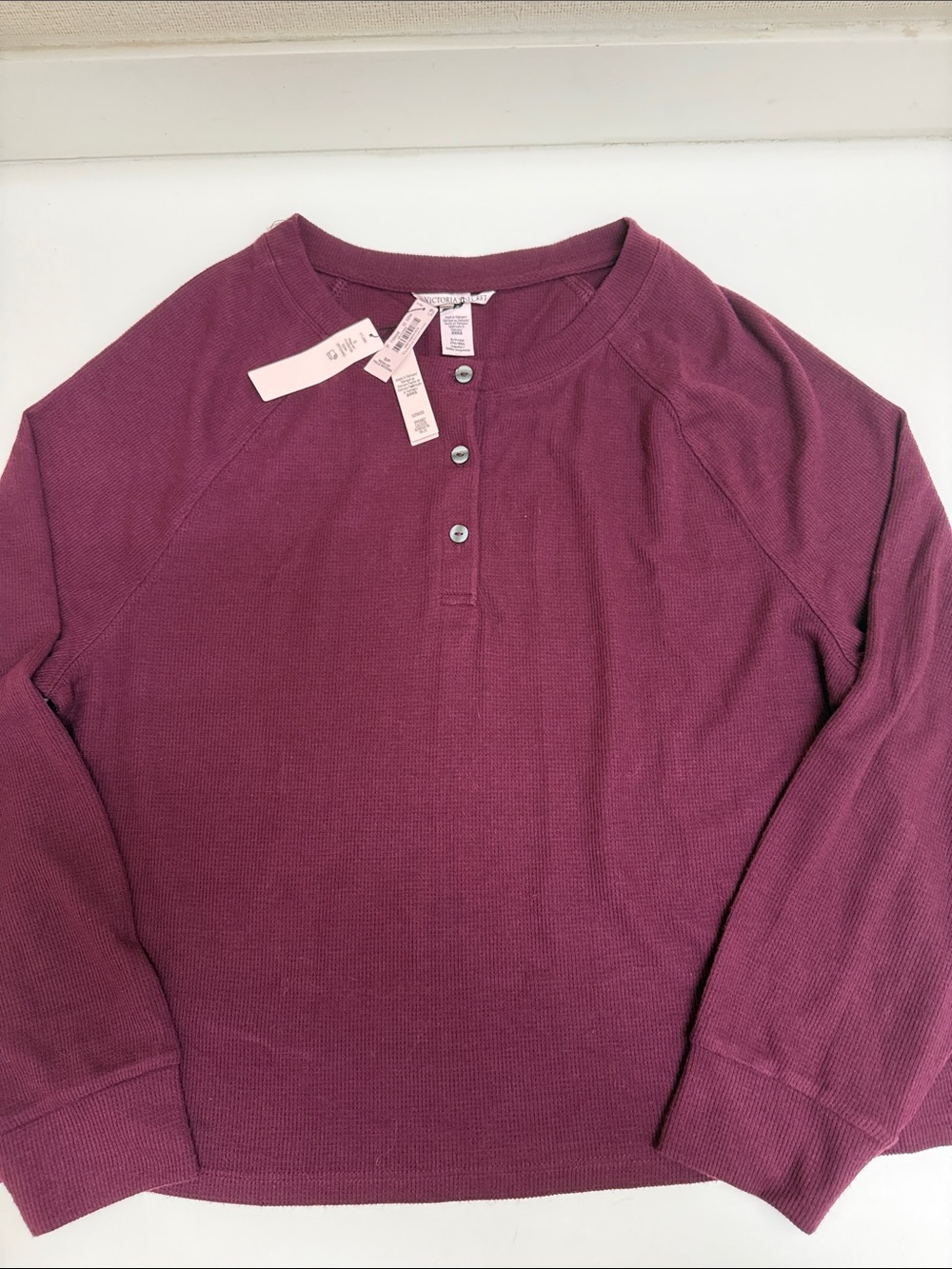 NWT Victoria's Secret Long-Sleeve Henley Top - Plum